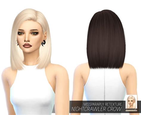 Sims 4 Hairs Miss Paraply Nightcrawler`s Crow Hair Retextured