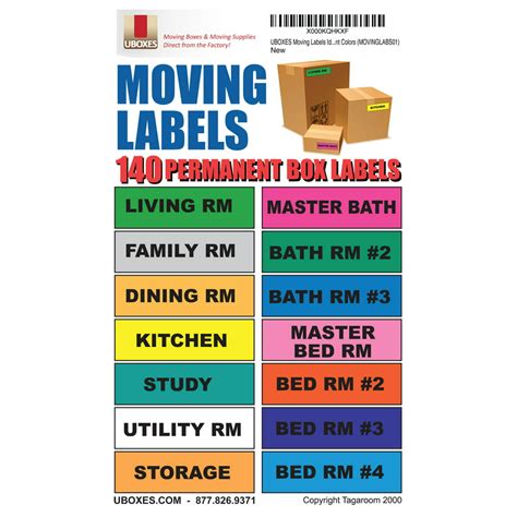 Uboxes Multi Colored Moving Labels Identify Moving Box Contents 140