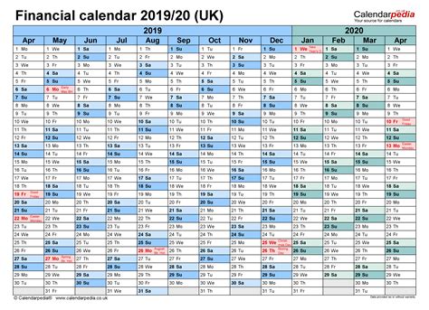 Financial Calendars 201920 Uk In Pdf Format