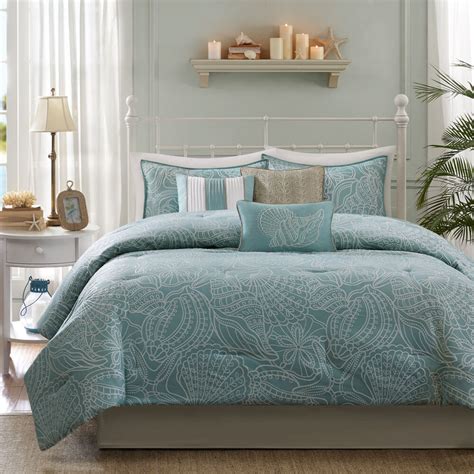 No need to actually live at the beach, just create your own seaside retreat in your bedroom! BEAUTIFUL REVERSIBLE BLUE GREY OCEAN BEACH COASTAL ...