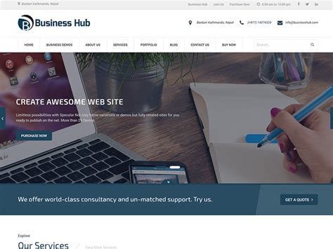 Free Business Hub Wordpress Theme Download And Review Justfreewpthemes