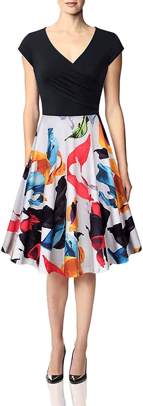Lotusmile Casual Dresswomens Elegant Dress A Line Cap Sleeve V Neck Ebay