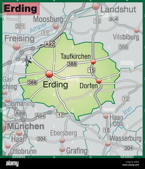 Mapa De Erding Con Red De Transporte En Color Verde Pastel Imagen