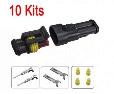 Sell 10 Kits 2 Pin Way Sealed Waterproof Electrical Wire Connector Plug