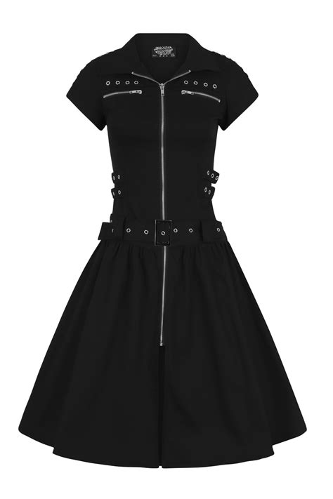 Black Emo Punk Long Dress In Black Hearts And Roses London