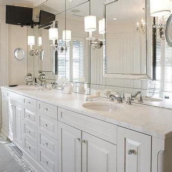 Mirrors can be installed with wall anchors, french cleats, mirror clips, or mirror mastic. White Master Bathroom TV Ideas | Master bathroom vanity ...