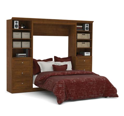 Versatile Queen Murphy Bed And 2 Storage Units With Drawers 115 Bestar