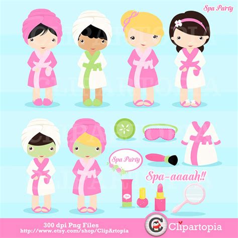 Spa Party Digital Clipart Girls Spa Party Cute Clip Art For Etsy
