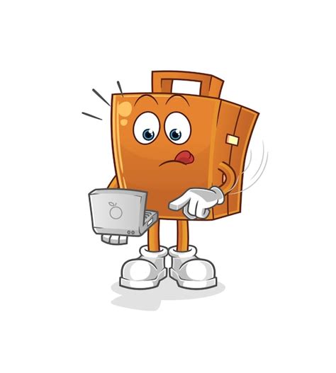 premium vector suitcase with laptop mascot cartoon vector