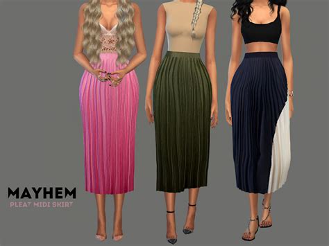 The Sims Resource Pleat Midi Skirt 01