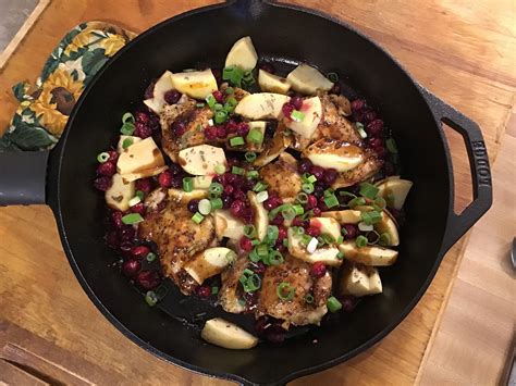 Maple Glazed Roast Chicken With Apples And Cranberries R Castiron