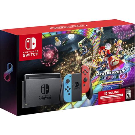 Nintendo Switch Console Mario Kart 8 Deluxe Bundle Neon Blue And R