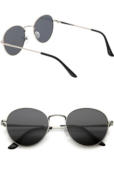 Classic Metal Neutral Colored Flat Lens Round Sunglasses 54mm