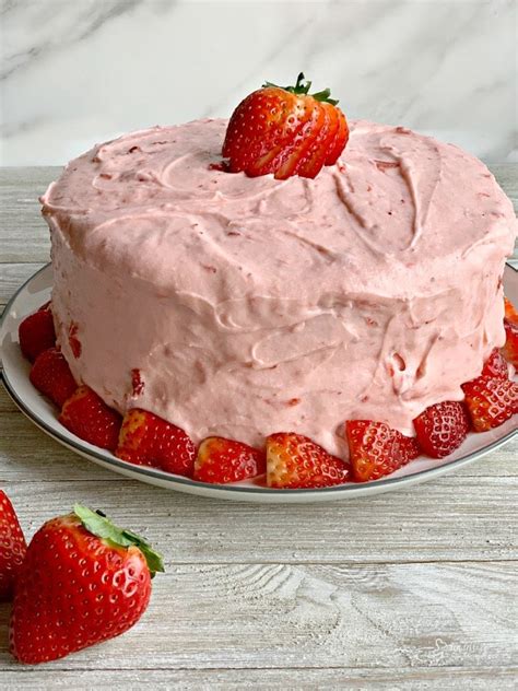 Strawberry Cake Grandmothers Favorite With Real Strawberries Inside