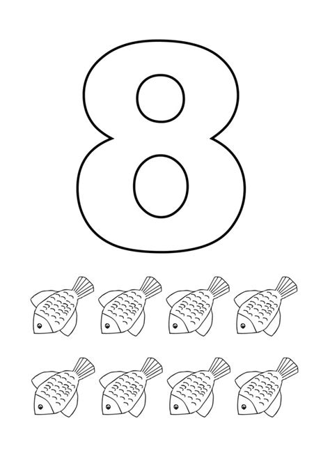 Desenho de Número 8 com figuras para colorir - Tudodesenhos