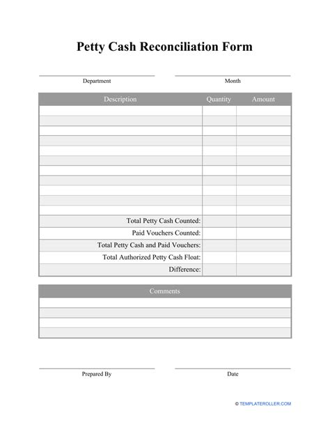 Petty Cash Reconciliation Form Download Printable Pdf Templateroller Porn Sex Picture