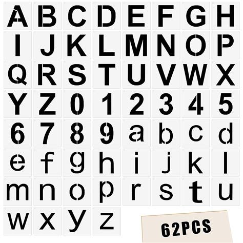 Dequera 62 Pieces Letter Stencils Upper And Lower Case Alphabet