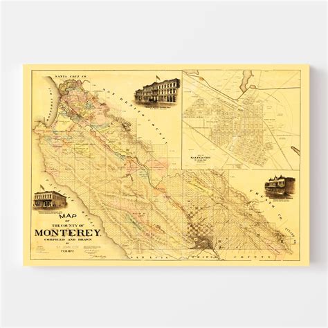 Vintage Map Of Monterey County California 1877 By Teds Vintage Art