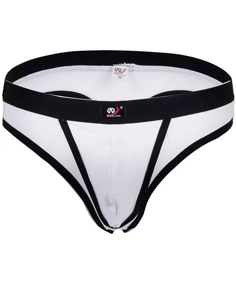 Mens Sexy Breathable Bikini Cotton Thongs Briefs White C418a8c75mo