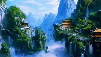Mountain Fantasy Japanese Asian Background Wallpapers Chinese