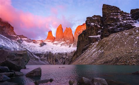 Sunrise From The Towers Of Torres Del Paine National Park Oc