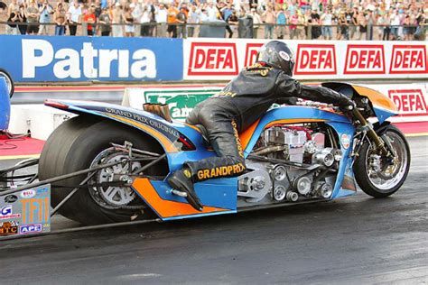 Clutch, throttle, shifter, and brakes: Racers covered by StripBike.com. Motorcycle drag racing ...