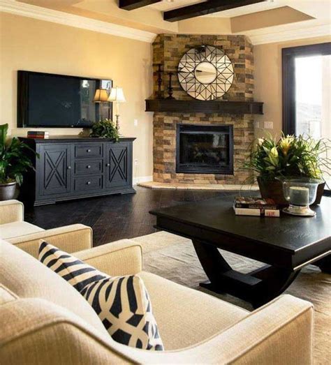 30 Living Room Modern Corner Fireplace Ideas