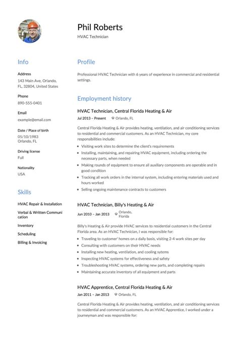 Hvac Technician Resume Guide And Sample