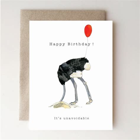 Ostrich Birthday Card Head In Sand Birthday Humor Etsy