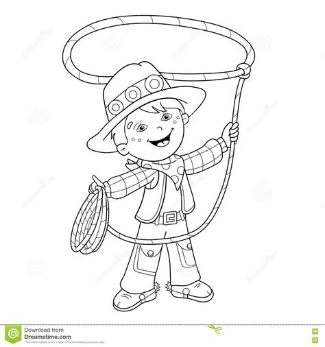 See more ideas about coloring pages, cowboy, coloring pictures. Coloring Page Outline Of Cartoon Cowboy With Lasso Stock ...