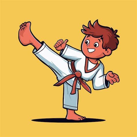 Premium Vector Cute Taekwondo Kid A Swinging Kick Adventure Icon