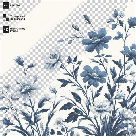 Premium Psd Psd Seamless Floral Pattern On A Transparent Background