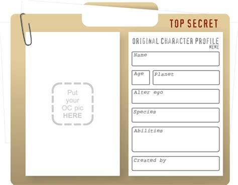 Original Character Profile Character Sheet Template Character
