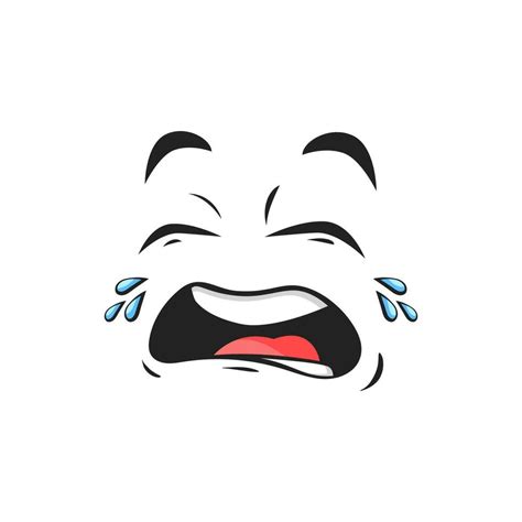 Cartoon Crying Face Upset Emoji With Tears Falling Vector Art