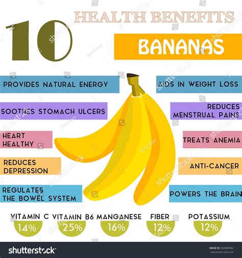 Health Benefits Information Bananas Nutrients Stock Vector Royalty