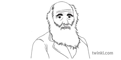 Charles Darwin Schwarz Weiß 2 Illustration Twinkl