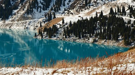 Late Winter By The Clear Turquoise Lake Wallpaper Nature Wallpapers