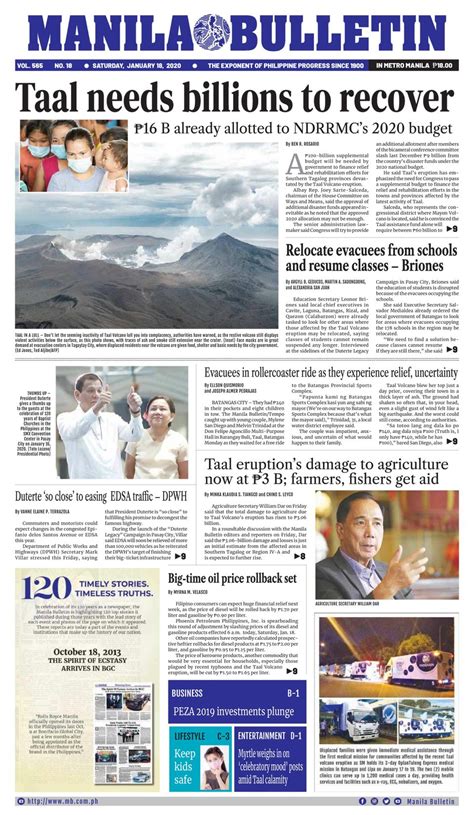 The philippines will finish with multiple medals in the ongoing olympics. Manila Bulletin-January 18, 2020 Newspaper - Get your ...