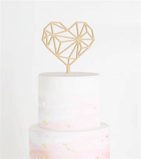 Geometric Heart Wedding Cake Topper Aisle Society