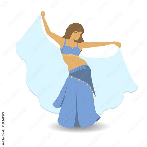 Vetor De Beautiful Girl In Blue Suit Dancing Belly Dance Oriental