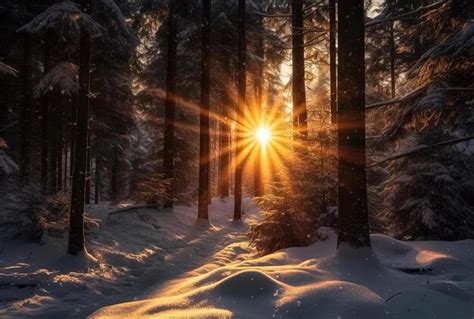 Premium Ai Image The Sun Shines Through A Pine Tree In The Winter