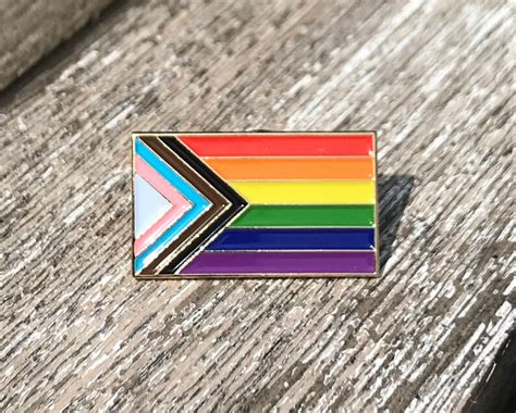 Progress Pride Rainbow Flag Lapel Pin Badge Lgbt Gay Etsy