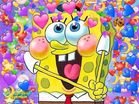 Sponge Bob Heart Emoji Reaction Cute Disney Wallpaper