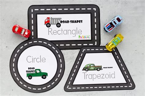 🚗 Free Printable Road Shape Mats Shapes Activity For Preschoolers