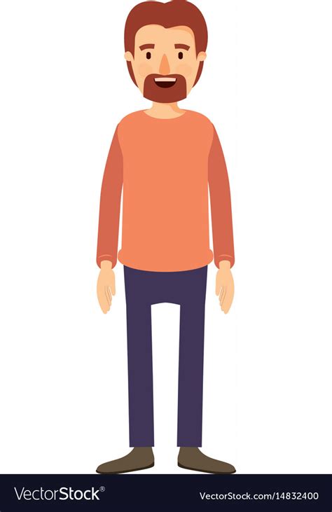 Colorful Image Caricature Full Body Male Person Vector Image