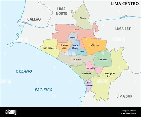 Zona Centro De Lima Mapa Administrativo Y Político En Español Imagen