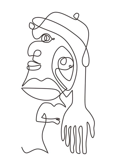 Picasso One Line Drawing Style Abstract Face Contemporary Art 17226273