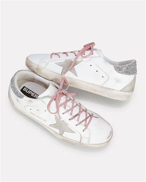 Superstar Pink Glitter Laces Low Top Sneakers