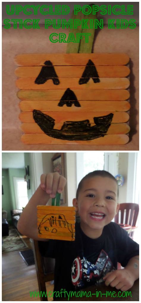 Upcycled Popsicle Stick Pumpkin Kids Craft Crafty Mama In Me