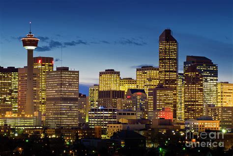 Calgary Skyline At Night Alberta Canada Photograph By Neale And